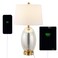 JONATHAN Y JYL4054A Reese 26.5" 1-Outlet Contemporary Style Iron/Glass LED Table Lamp with USB Charging Port Designer, Modern, Glam, Minimalist, Living Room, Dining Room, Bedroom, Silver/Brass Gold