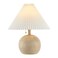 JONATHAN Y JYL1145B Aksel 17.25" Coastal Scandinavian Resin/Iron Sphere LED Table Lamp with Pleated Shade and Pull Chain, Beige Wood Finish/White, for Entry Console, Bedroom, Living Room