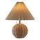 JONATHAN Y JYL1145C Aksel 17.25" Coastal Scandinavian Rattan/Iron Sphere LED Table Lamp with Pleated Shade and Pull Chain, Natural/Chrome/Dark Beige, for Bedroom, Living Room, Entry Console