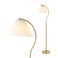 JONATHAN Y JYL1148A Devon 60.5" Modern Glam Metal Arc LED Floor Lamp with Pleated Shade for Bedroom, Living Room, Office, Brass Gold/White