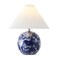 JONATHAN Y JYL5056C Shishen 19.5" Cottage Classic Chinoiserie Ceramic Orb LED Table Lamp with Pleated Shade, Navy/White for Bedroom, Living Room, Kitchen, Home Office, Kids Room
