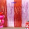 EUFARS Valentines Day Party Decorations - 4 Pack of 3.2x8.2ft Red Pink Foil Fringe Curtains Streamers Backdrop for Birthday Valentines Day Decor