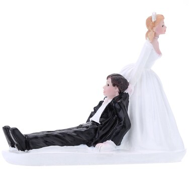 Anself Synthetic Resin Bride &amp; Groom Wedding Cake Topper Romantic Wedding Party Decoration Adorable Figurine Craft Gift
