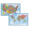 Laminated World Map &amp; US Map Poster Set - 18" x 29" - Wall Chart Maps of the World &amp; United States - Made in the USA (LAMINATED)