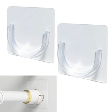 Venupple Shower Rod Holder, Tension Curtain Rod Bracket No Drilling, Adhesive Shower Rod Retainer Shower Curtain Rod Holder   Shower Curtain Rod not Included
