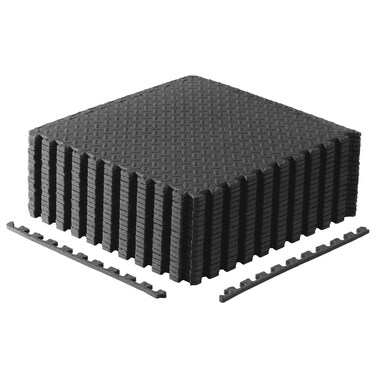 CAP Barbell 1/2-Inch Interlocking EVA Foam Exercise Puzzle Mats - 3 Pack   24" x 24" x 1/2"   Diamond Pattern - Black