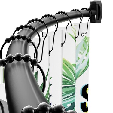 Bonpally Curved Shower Curtain Rod 43-72 Inches Adjustable, Aluminum Shower Rod Rustproof, Round shower curtain rod, Curved Shower Rods for Bathroom, Bathtub, Stall, Black