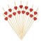 Minisland Red Love Heart Cocktail Picks, 4.7 Inch Long Bamboo Fancy Toothpicks for Appetizers, Decorative Bridal Wedding Valentines Party Food Drinks Garnish Fruit Skewer Sticks 100 Counts -MSL131