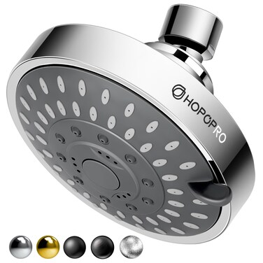 HOPOPRO 5-Mode High Pressure Shower Head - the Washington Post, NBC News, Today TV Show Recommended - High Flow Fixed Showerheads (4 Inch Chrome)