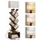 Evermagin 6 Tier Tree Bookshelf with Light, Narrow Bookcase Tower, Tall Floor Standing Book Organizer with Storage Cabinet for Living Room, Bedroom and Home Office, Rustic Brown