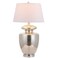 JONATHAN Y JYL1014A Hughes 31" Glass LED Table Lamp Modern Contemporary Glam Bedside Desk Nightstand Lamp for Bedroom Living Room Office College Bookcase LED Bulb Included, Mercury Silver/Ivory