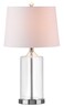 JONATHAN Y JYL1018A Walsh 25" Glass LED Table Lamp Coastal Cottage Industrial Bedside Desk Nightstand Lamp for Bedroom Living Room Office College Bookcase LED Bulb Included, Clear/Chrome