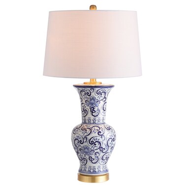 JONATHAN Y JYL5014A Leo 28.5" Chinoiserie LED Table Lamp Classic Cottage Bedside Desk Nightstand Lamp for Bedroom Living Room Office College Bookcase LED Bulb Included, Blue/White