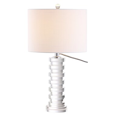 JONATHAN Y JYL5020A Sasha 25" Crystal LED Table Lamp Glam Transitional Bedside Desk Nightstand Lamp for Bedroom Living Room Office College Bookcase LED Bulb Included, Clear
