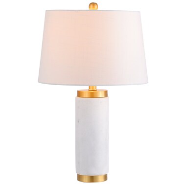 JONATHAN Y JYL5022A Adams 23" Marble LED Table Lamp Contemporary Transitional Bedside Desk Nightstand Lamp for Bedroom Living Room Office College Bookcase LED Bulb Included, White/Gold