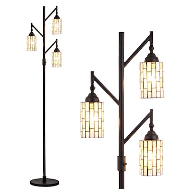 JONATHAN Y JYL8012A Tiffany-Style 71" Multi-Light Metal Rotary LED Floor Lamp, Traditional, 3 Lights for Home, Kitchen, Bed Room, Dining Room, Guest Room, Dorm Room, Bronze