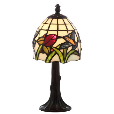 JONATHAN Y JYL8014A Hummingbird Tiffany-Style 12" LED Table Lamp Tiffany,Traditional for Bedroom, Living Room, Office, College Dorm, Coffee Table, Bookcase, Bronze
