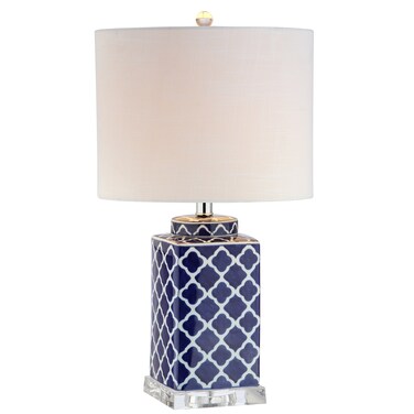 JONATHAN Y JYL3011A Clarke 23" Chinoiserie LED Table Lamp Contemporary Transitional Bedside Desk Nightstand Lamp for Bedroom Living Room Office College Bookcase LED Bulb Included, Blue/White