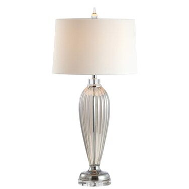 JONATHAN Y JYL2066A Julian 33.5" Glass/Crystal LED Table Lamp Traditional Bedside Desk Nightstand Lamp for Bedroom Living Room Office College Bookcase LED Bulb Included, Smoked Grey