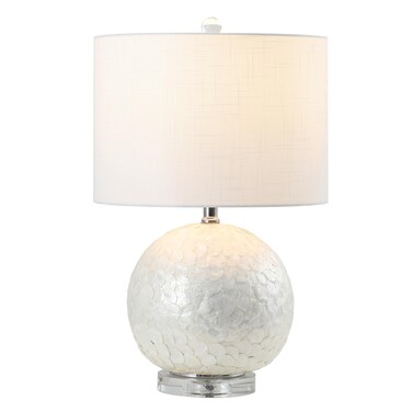 JONATHAN Y JYL1055A Zuri 23.5" Capiz Seashell Sphere LED Table Lamp Coastal Contemporary Bedside Desk Nightstand Lamp for Bedroom Living Room Office College Bookcase LED Bulb Included, Pearl/White