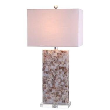 JONATHAN Y JYL1059A Cannon 29" Seashell and Crystal LED Table Lamp Coastal Contemporary Bedside Desk Nightstand Lamp for Bedroom Living Room Office College Bookcase LED Bulb Included, Natural/Clear