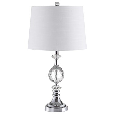 JONATHAN Y JYL5036A Channing 25.5" LED Crystal/Metal Table Lamp Glam Contemporary Bedside Desk Nightstand Lamp for Bedroom Living Room Office College Bookcase LED Bulb Included, Clear/Chrome
