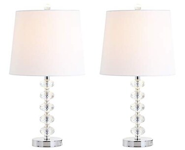 JONATHAN Y JYL5038A-SET2 Set of 2 Table Lamps Kevin 22" Glass/Metal LED Table Lamp Contemporary Bedside Desk Nightstand Lamp for Bedroom Living Room Office College Bookcase, Clear/Chrome