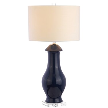 JONATHAN Y JYL8017A Liberty 31" Ceramic/Crystal LED Table Lamp Contemporary Transitional Bedside Desk Nightstand Lamp for Bedroom Living Room Office College Bookcase LED Bulb Included, Navy/Clear