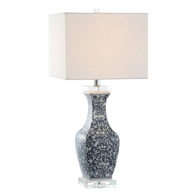 JONATHAN Y JYL5046A May 28" Ceramic/Crystal LED Table Lamp Traditional Bedside Desk Nightstand Lamp for Bedroom Living Room Office College Bookcase LED Bulb Included, Blue/White