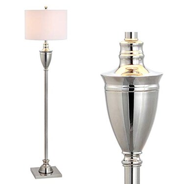 JONATHAN Y JYL3023A Othello 62" Metal LED Floor Lamp, Contemporary, Modern, Transitional, Elegant, Office, Living Room, Family Room, Dining Room, Bedroom, Hallway, Foyer, Polished Nickel
