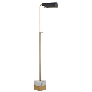 JONATHAN Y JYL3029A Iva 56.5" Adjustable Brass Library LED Floor Lamp Contemporary,Transitional,Modern for Bedrooms, Living Room, Office, Reading, BrassGold/CarraraMarble