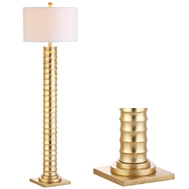 JONATHAN Y JYL4032A Serena 63" Metal LED Floor Lamp, Contemporary, Modern, Art Deco Style, Office, Elegant, Living Room, Family Room, Dining Room, Bedroom, Hallway, Foyer, Gold Leaf