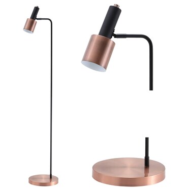 JONATHAN Y JYL6102A Brady 59.50" Metal LED Task Floor Lamp, Contemporary, Modern, Transitional, Midcentury Style, Office, Bedroom, Living Room, Family Room, Dining Room, Copper/Black