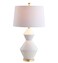 JONATHAN Y JYL4013A Alba 29" Geometric Ceramic/Metal LED Table Lamp Contemporary Transitional Bedside Desk Nightstand Lamp for Bedroom Living Room Office College Bookcase, White/Gold Leaf