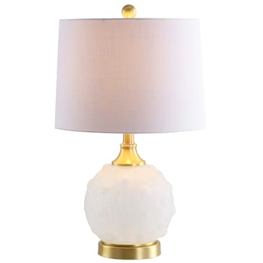 JONATHAN Y JYL6200A Ilsa 22" Dotted Glass/Metal LED Table Lamp Contemporary Transitional Bedside Desk Nightstand Lamp Bedroom Living Room Office College Bookcase LED Bulb Included, White/Brass Gold