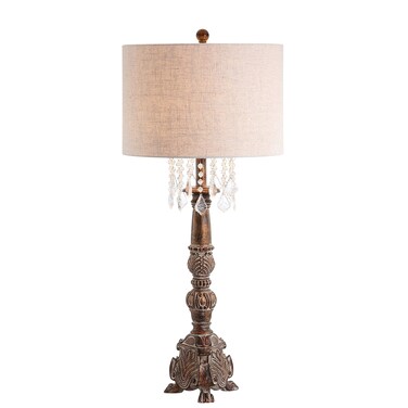 JONATHAN Y JYL3030A Carlisle 33.5" Resin/Acrylic LED Table Lamp Traditional Classic Bedside Desk Nightstand Lamp for Bedroom Living Room Office College Bookcase LED Bulb Included, Antique Brown