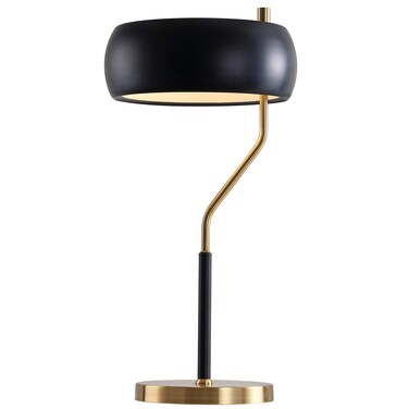 JONATHAN Y JYL6008A Oskar 22.5" Moody Metal LED Desk Lamp Contemporary Glam Minimalist Bedside Desk Nightstand Lamp for Bedroom Living Room Office College Bookcase LED Bulb Included, Black/Brass Gold