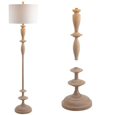 JONATHAN Y JYL3061A Aldrin 63.5" Resin LED Floor Lamp, Traditional, Transitional, Office, Living Room, Family Room, Dining Room, Bedroom, Hallway, Foyer, Brown Wood Finish