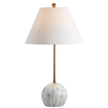 JONATHAN Y JYL3065A Miami 29" Minimalist Resin/Metal LED Table Lamp Modern Contemporary Bedside Desk Nightstand Lamp for Bedroom Living Room Office College Bookcase LED Bulb Included, Gold/White