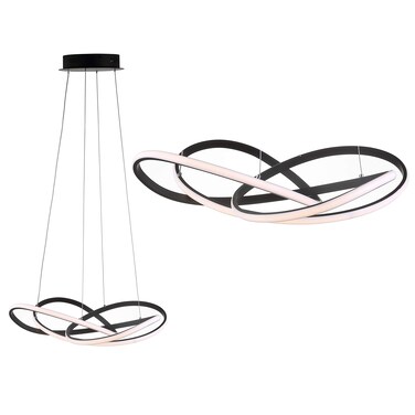 JONATHAN Y JYL7219A Alexia 25" Abstract Integrated LED Metal Adjustable Pendant Modern Contemporary Dimmable Dining Room Living Room Kitchen Commercial Office, Black