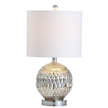 JONATHAN Y JYL1041A Krister 20.5" Glass/Metal LED Table Lamp Contemporary Bedside Desk Nightstand Lamp for Bedroom Living Room Office College Bookcase LED Bulb Included, Silver