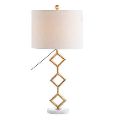 JONATHAN Y JYL1080A Diamante 29.5" Modern Gilt Metal with Marble Base LED Table Lamp Classic Glam Bedside Desk Nightstand Lamp for Bedroom Living Room Office College Bookcase, Gold Leaf/White