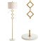 JONATHAN Y JYL1083A Diamante 61.5" Modern Gilt Metal with Marble Based LED Floor Lamp Classic,Glam,Transitional for Bedrooms, Living Room, Office, Reading, Gold/White