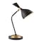 JONATHAN Y JYL9065A Albert 21.5" Iron Retro Mid-Century LED Table Lamp Contemporary Glam Bedside Desk Nightstand Lamp for Bedroom Living Room Office College Bookcase, Black/Brass Gold