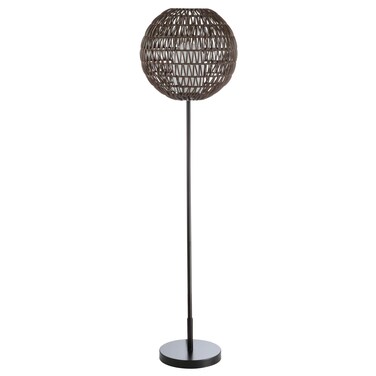 JONATHAN Y JYL6507A Bea 61" Outdoor Woven Globe LED Floor Lamp, Bohemian, Transitional, Scandinavian, Modern, Contemporary, Modern, Office, Bedroom, Living Room, Family Room, Dining Room, Coffee/Black