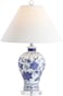 JONATHAN Y JYL6613A Song 21.5" Ceramic/Crystal Chinoiserie Floral LED Table Lamp Classic Cottage Bedside Desk Nightstand Lamp for Bedroom Living Room Office College Bookcase, Blue/White