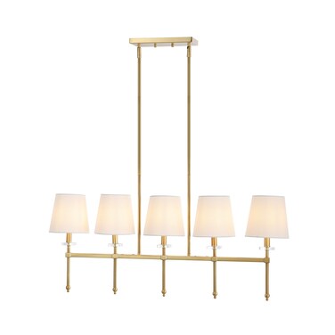 JONATHAN Y JYL9919A Sophie 38.5" 5-Light Modern Midcentury Iron Linear LED Pendant Contemporary French Country Adjustable Dining Room Living Room Kitchen Island Foyer Bedroom Hallway, Brass Gold