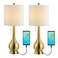 JONATHAN Y JYL1127C-SET2 Tyler 24" Gourd Iron LED Table Lamp, Pull-Chain, Dual USB Charging Port, Farmhouse, Classic, Modern, Traditional for Bedroom, Living Room, Office, Brass Gold, Set of 2