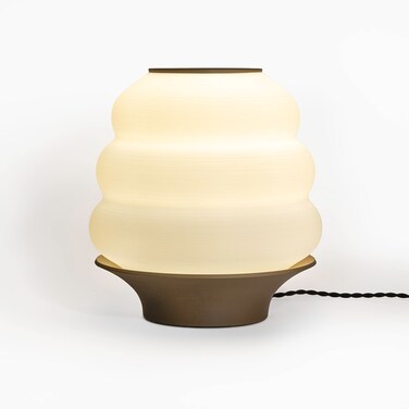 JONATHAN Y USA1001C 3D Printed Dimmable LED Table Lamp Honey Pot 12" Minimalist Classic Plant-Based PLA for Living Room, Dorm, Home, Office (LED Bulb Included), White/Brown