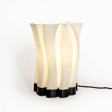 JONATHAN Y USA1002B 3D Printed Dimmable LED Table Lamp Flame 13.5" Modern Bohemian Plant-Based PLA for Living Room, Dorm, Home, Office (LED Bulb Included), White/Black